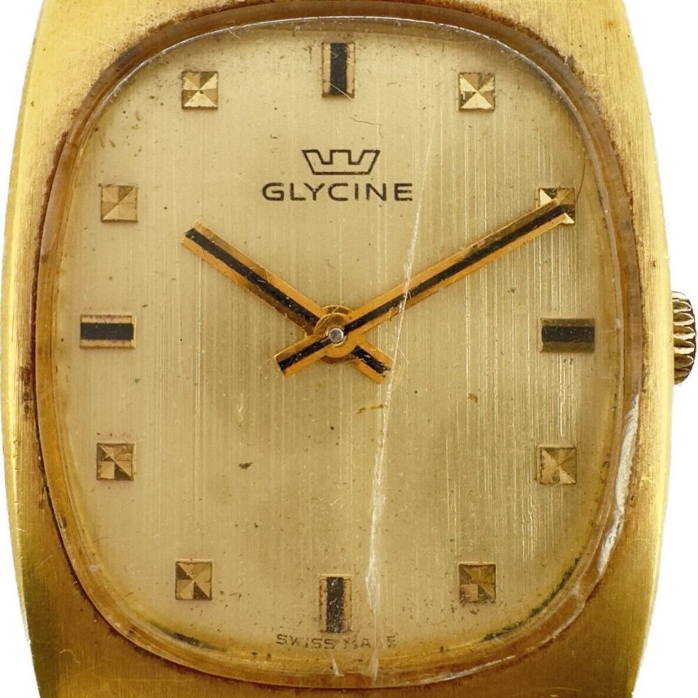 Vintage Glycine 17 Jewel Men's Mechanical Wristwatch Felsa 4130 Swiss for Repair